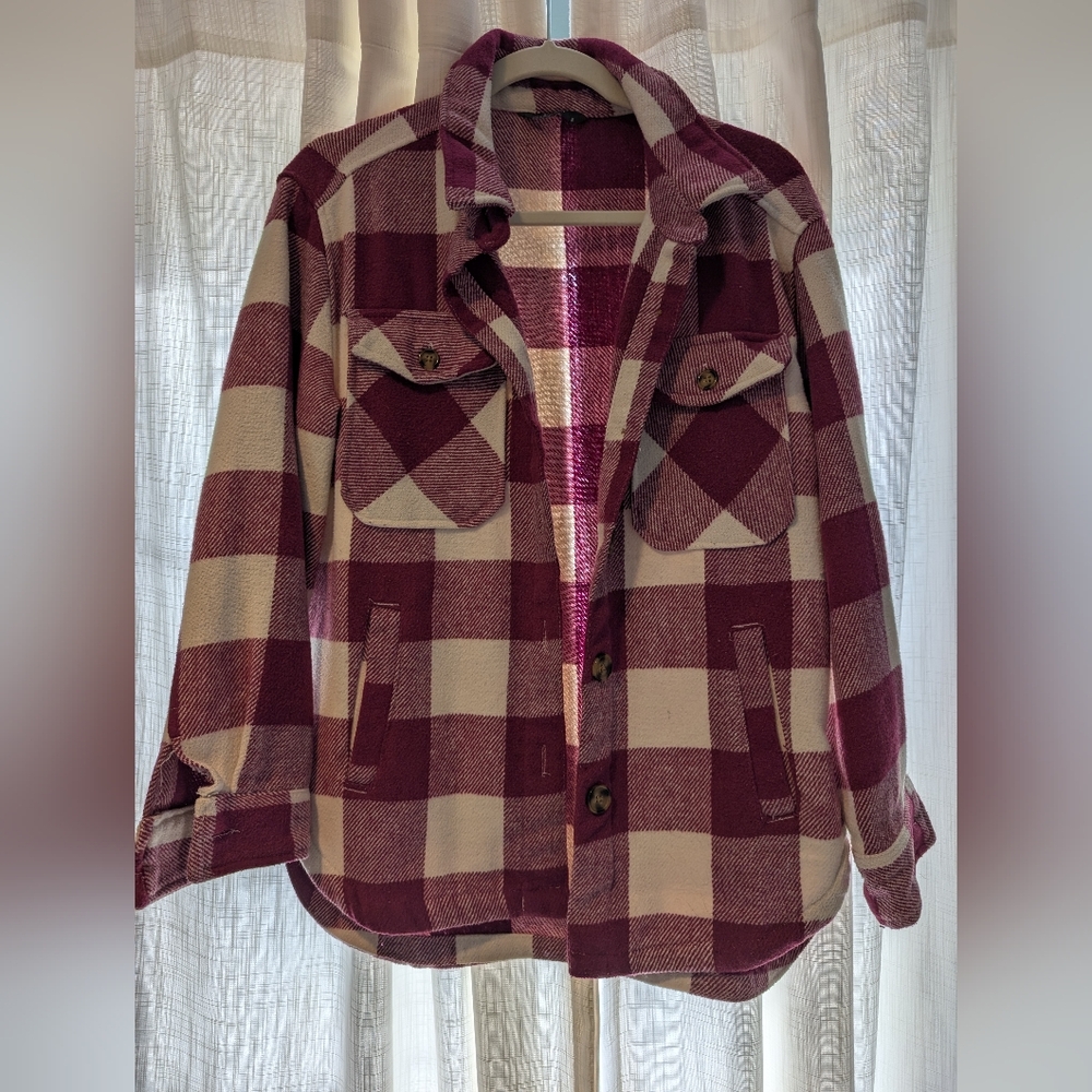 Pink plaid shacket